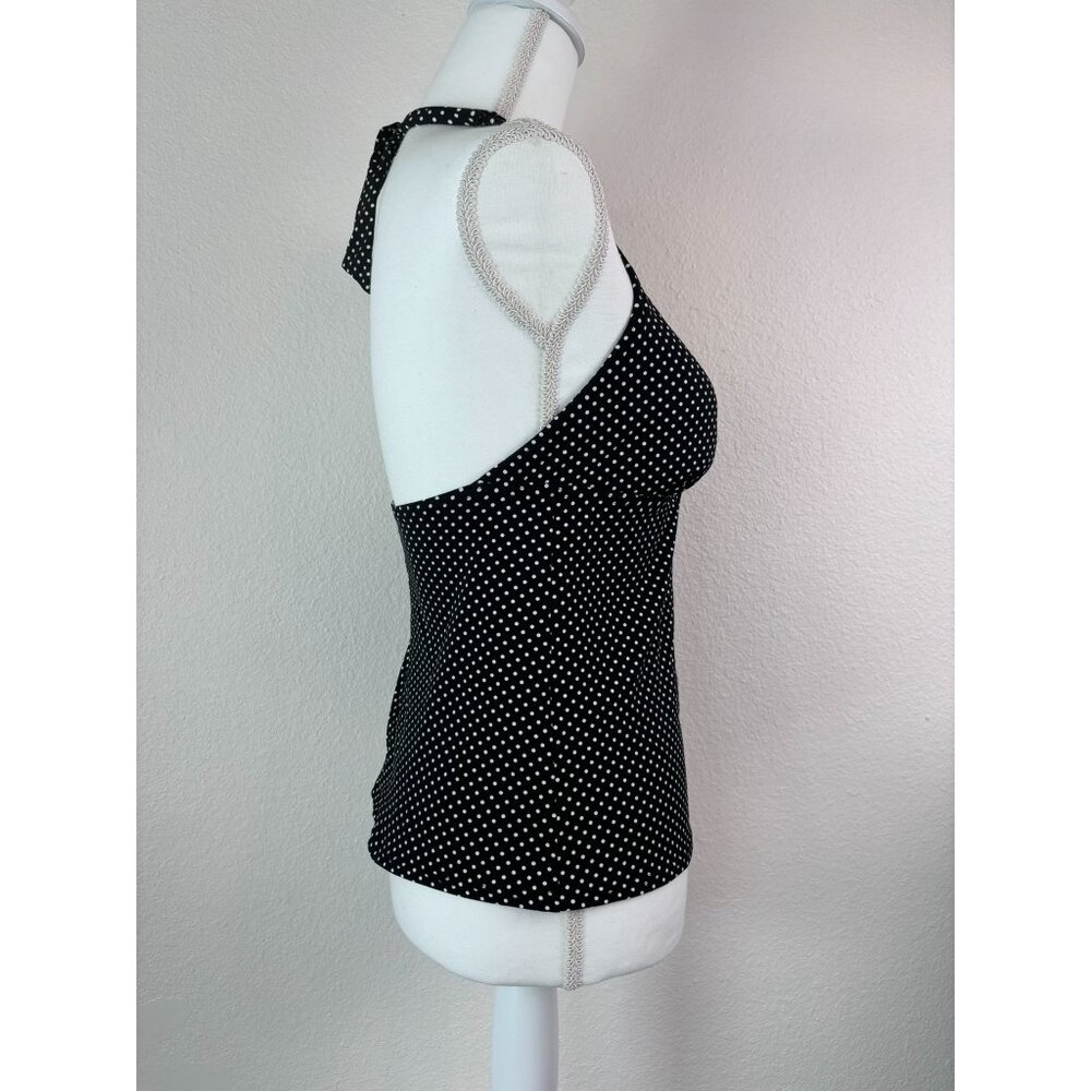 Lands' End women's 6L black and white dot tankini swim top halter tie‎ - Picture 3 of 6